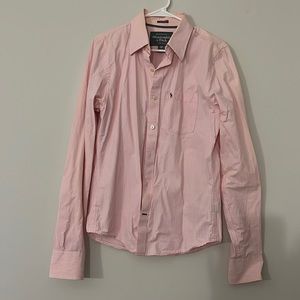 Pink with white pinstripe Abercrombie button down